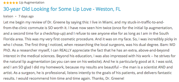 Lip Augmentation Review Dr. Ryan Greene
